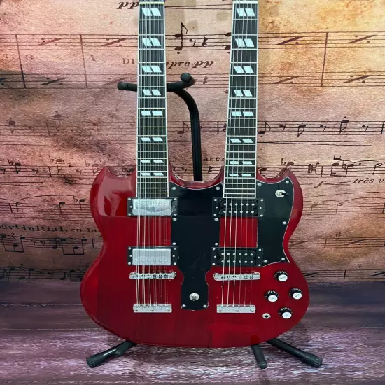 Factory customization electric guitar SG double neck 12+6 strings hot sale