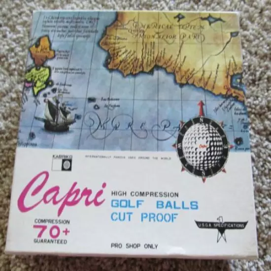 4 SLEEVES OF 3-CAPRI DOUBLE DOT GOLF BALLS MADE BY KABRIKO WITH THEIR DOZEN BOX