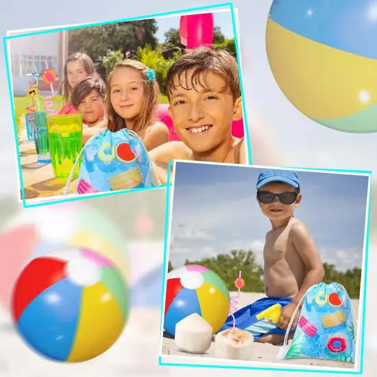 100 Pcs Pool Party Favors Include Inflatable Beach Ball, Pool Party Favor Bag...