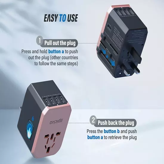 Universal Travel Power Adapter - All in One Worldwide Wall Charger AC Plug Adap