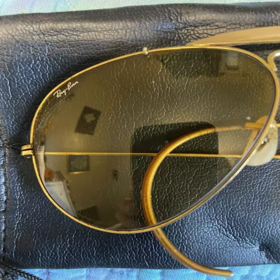 ray ban sunglasses Gold Yellow Lens Shooter 90s