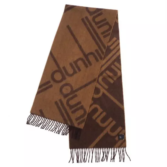 Dunhill Brown 100% Cashmere Shawl with Fringe