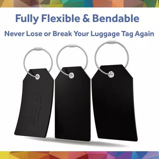 Shacke Luggage Tags with Full Back Privacy Cover w/Steel Loops - Set of 2