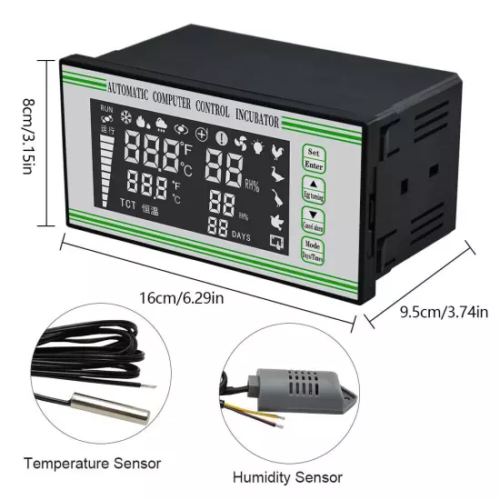 Automatic Egg Incubator Controller Thermostat Temperature Humidity Sensor XM-18S