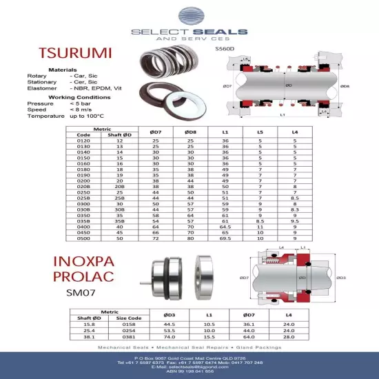 WATERCO Pump Mechanical Seals Pack 10 x seals