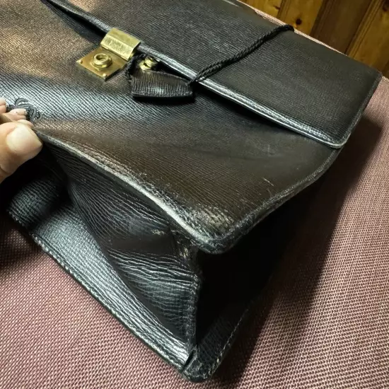 Pre-owned LOEWE Business Briefcase Logo Black Leather With Keys