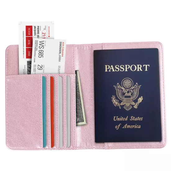 US Passport Wallet RFID Blocking Travel Leather Cards Holder Cover for Women Men