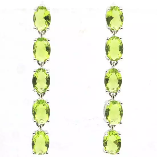 Lovely Cute Green Peridot For Women Infinity Anniversary Silver Earrings 