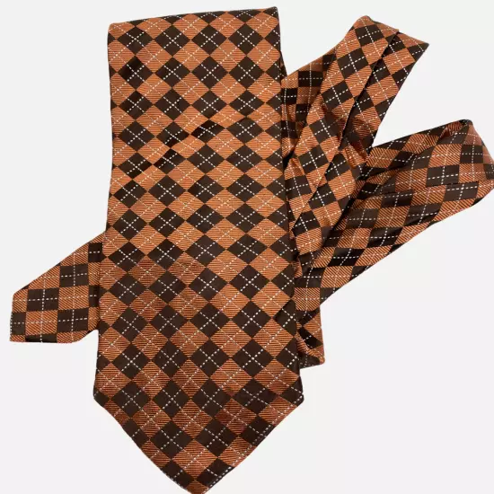 Croft & Barrow Copper Brown Geometric Diamonds Silk Necktie Tie Men's 3.2" x 57"