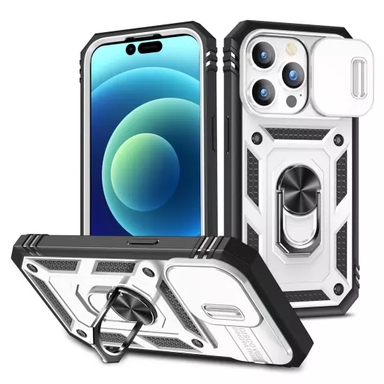 For iPhone 16 15 14 13 12 11 Pro Max 8 7 6 Slide Camera Lens Hybrid Stand Case