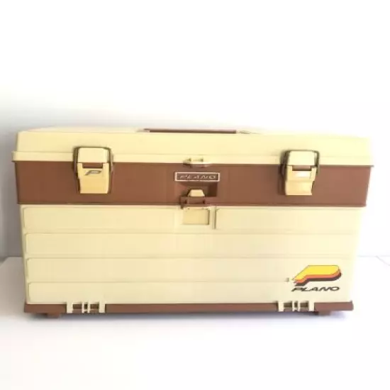 Plano Tackle Box 757 Vintage Fishing Tackle Box With Drawers Beige And Brown