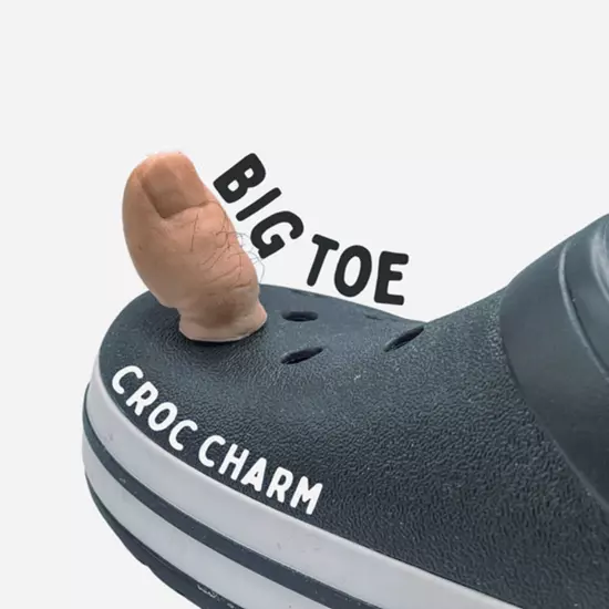 Big Toe Croc Charm, 3D Funny Toe Shoe Charms Big Toe Croc Charm with Hairy