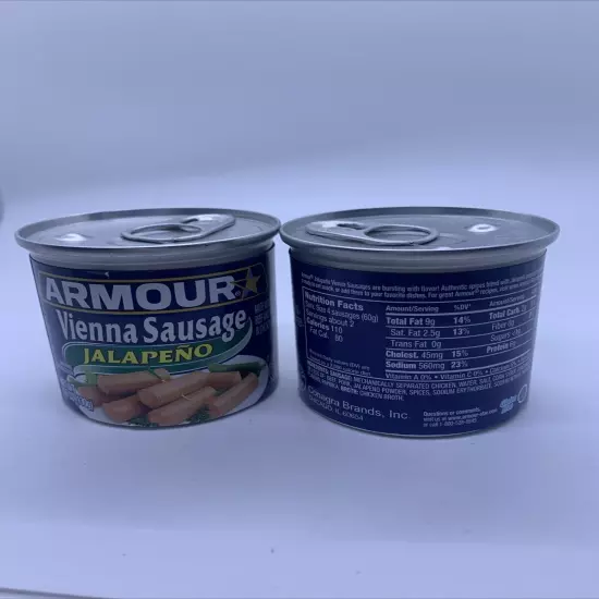 Armour Vienna Sausage Jalapeño Lot Of 2 4.6 Oz Cans B/b 03/2026