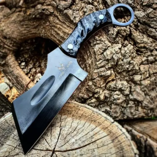 OUTDOOR/CAMPING/KITCHEN HANDMADE BY FORGED HUNTER WITH RAM HORN HANDLE 