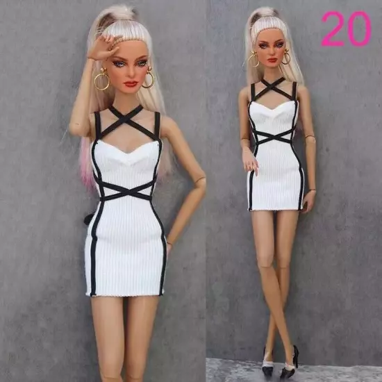 Black White Pink 1/6 Doll Clothes Outfits Set for 11.5" Dolls Dress Evening Gown