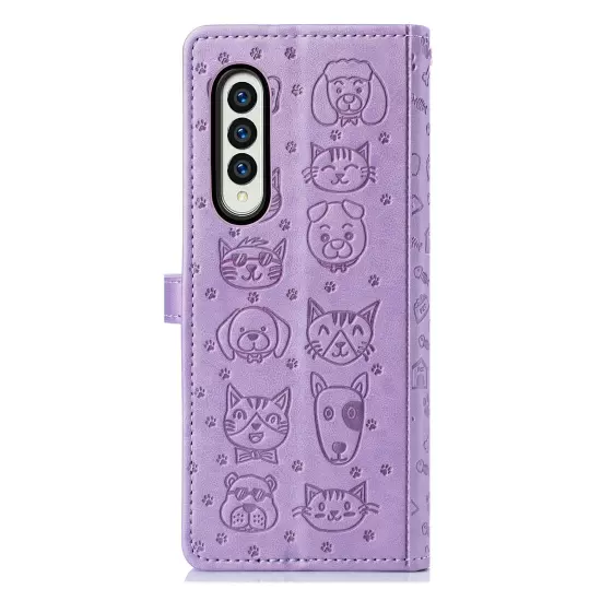 For samsung galaxy z fold 3/4/5/6 Cute PU Leather Flip Phone Case Kickstand NEW