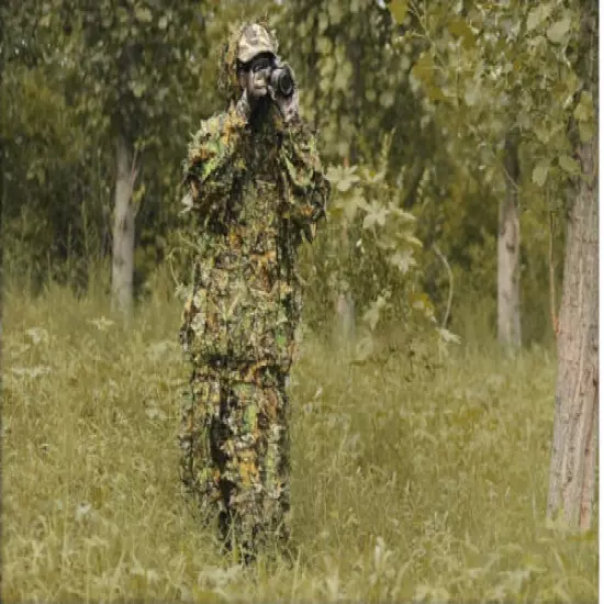 3D Ghillie Suit Set Sniper Train Leaf Jungle Forest Wood Hunting Camouflage