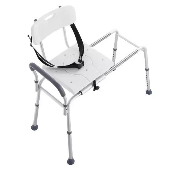 VEVOR Sliding Tub Transfer Bench Shower Chair & Cut-Out Seat Reversible Backres