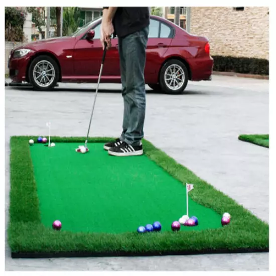 2.5x9.8ft Golf Putting Greens Indoor Outdoor mini Practice Mat with Flag