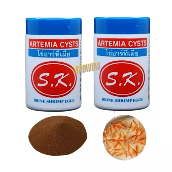 50g Fish Food SK ARTEMIA CYSTS Brine Shrimp Fairy Eggs Salt Baby Clean Water x 2