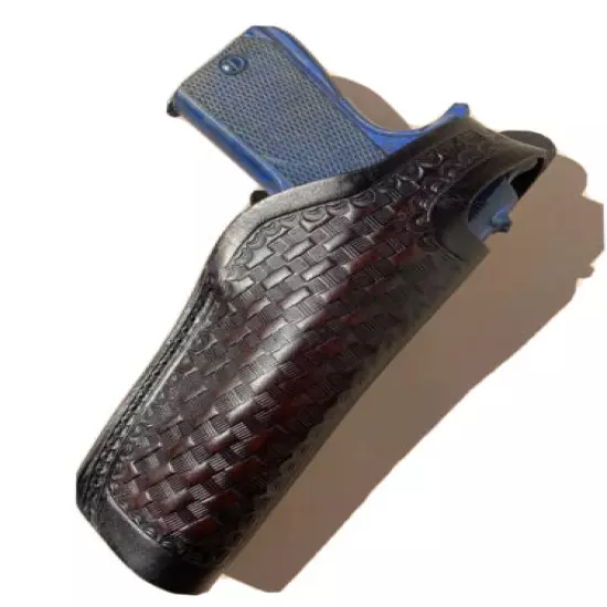 Right hand straight draw leather holster for colt 1911 5" and clones