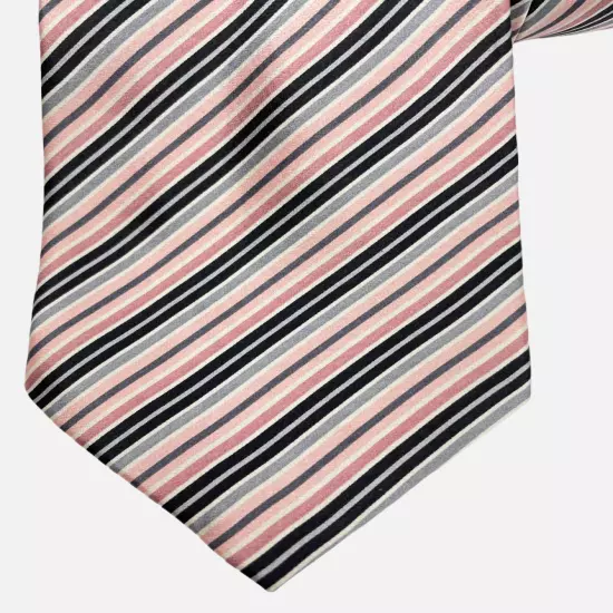 Croft & Barrow Pink Striped Repp Regimental Silk Necktie Tie Men's 3.8" x 56"