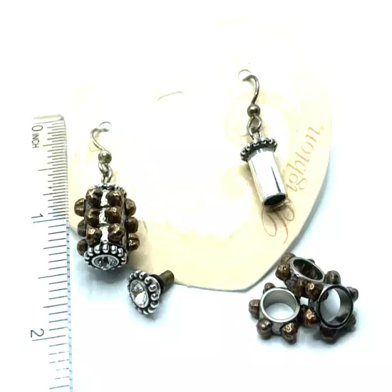 Brighton Twist Twinkle + 6 Art & Soul Bronze Mini Hearts Thin Beads Earrings NWT