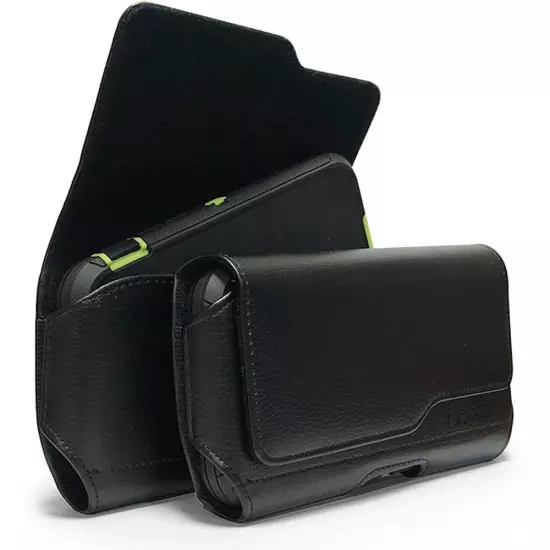 BLACK Leather Pouch Belt Clip Loop For iPhone 16 PRO MAX 16 PRO Fits w/ Otterbox