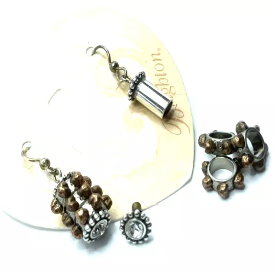 Brighton Twist Twinkle + 6 Art & Soul Bronze Mini Hearts Thin Beads Earrings NWT