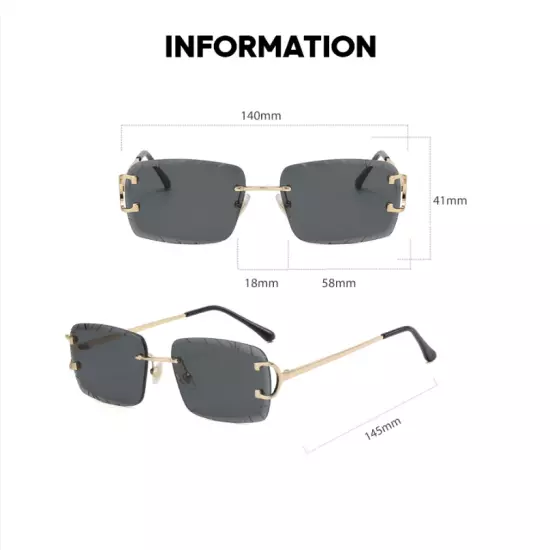 Metal Rimless Square Sunglasses For Men Women Outdoor Party Shade Glasses New