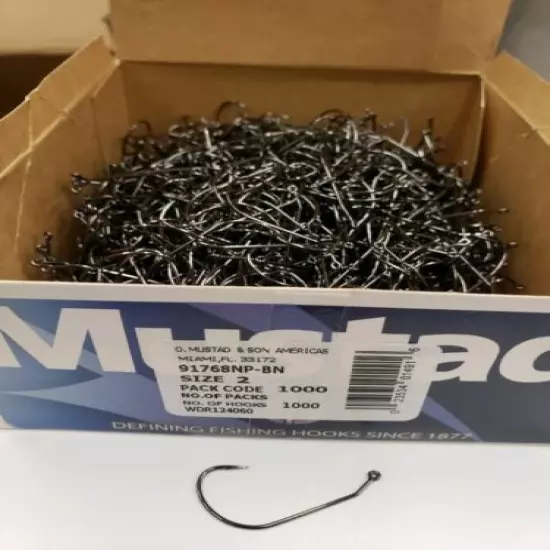 Mustad 91768 Needle Point Wide Gap Black Nickel Jigs Hooks 1000 PACK Choose SZ