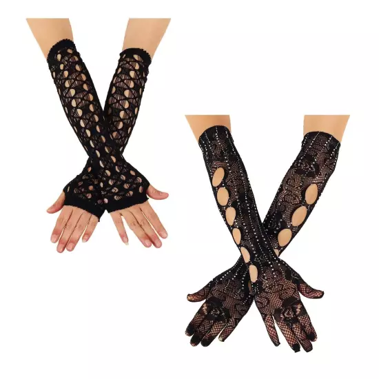 Womens Arm Warmer Breathable Opera Sleeves Comfortable Long Gloves Fishing Net