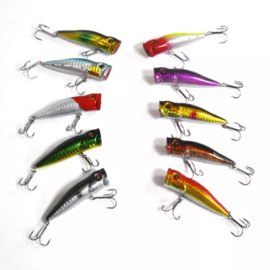 60pcs Hard Fishing Lures Minnow Shad Popper VIB Frog Crankbait Crank Bait Tackle