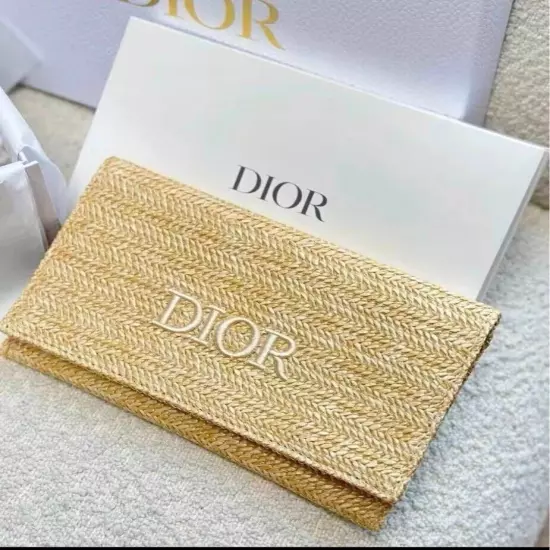 Christian Dior Clutch Pouch Bag Case rattan beige Not sold in Store Unused