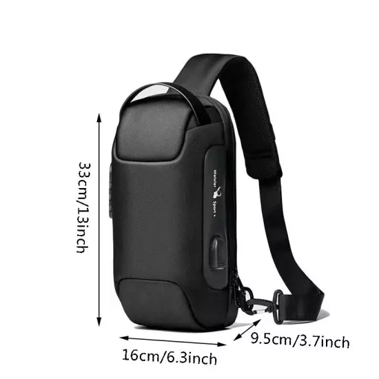 bag crossbody usb anti-theft sling shoulder chest men's backpack port waterproof