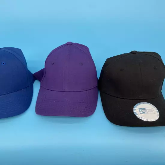 Lot of 4 Blank New Era Hats Flexfit Small Medium Black Blue Purple Baseball NEW