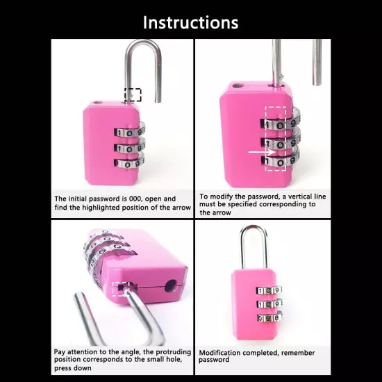 Padlock Dormitory Cabinet Lock Backpack Zipper Lock 3 Digit Password Lock