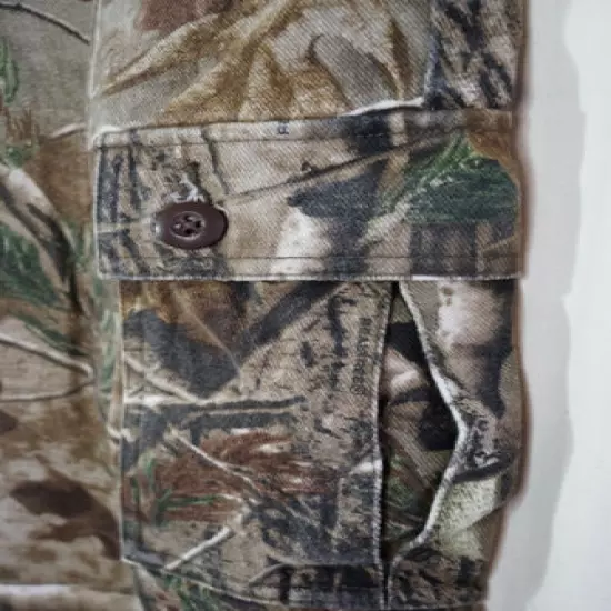 Cabela's Mens Realtree Camouflage Cargo Hunting Pants Sz 42 100% Cotton Camo EUC