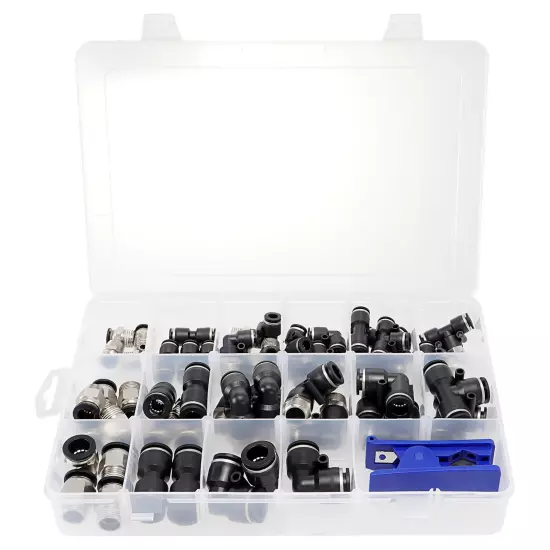 52 Pcs Quick Connect Air Hose Fitting Kit 1/4" 3/8" 1/2" Push to Connect Air Fit