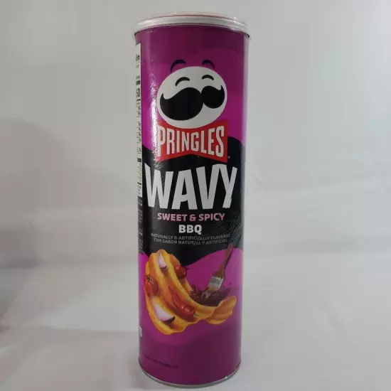 Pringles WAVY SWEET & SPICY BBQ Flavored Potato Chips 4.8 oz Can - RARE Lot x8