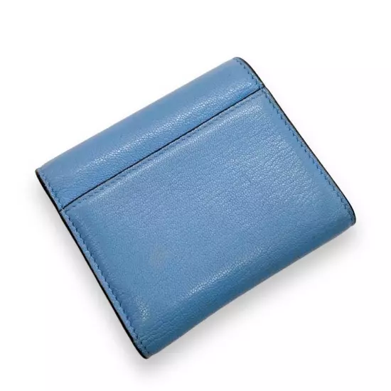 Christian Dior Trifold Wallet Saddle Blue Leather Italy excellent free shipping