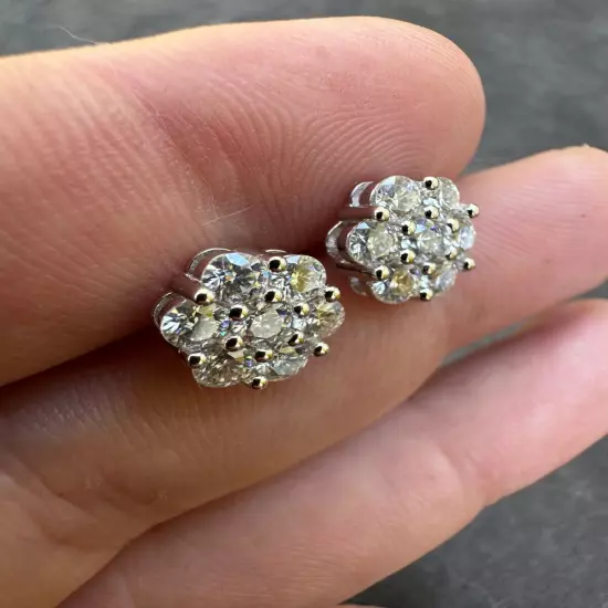 VVS Moissanite Studs Cluster Flower Set Earrings Real 925 Sterling Silver 6-11mm