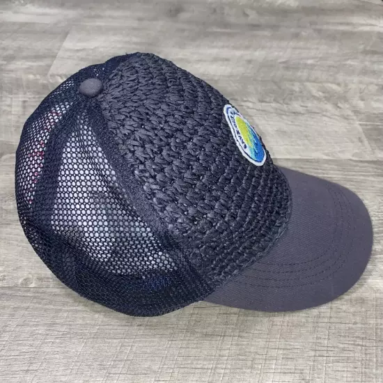 Blue Recycled Save Our Planet Paper Woven Mesh Snapback Baseball Cap Hat Adult