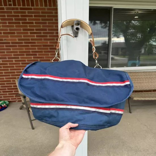 VINTAGE USPS MAIL CARRIER SATCHEL BAG NYLON WITH LEATHER SHOULDER STRAP USA