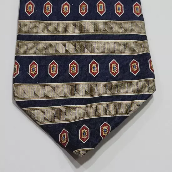 Geoffrey Beene Classics NY Striped All Business Handsome Dark Blue SILK Necktie