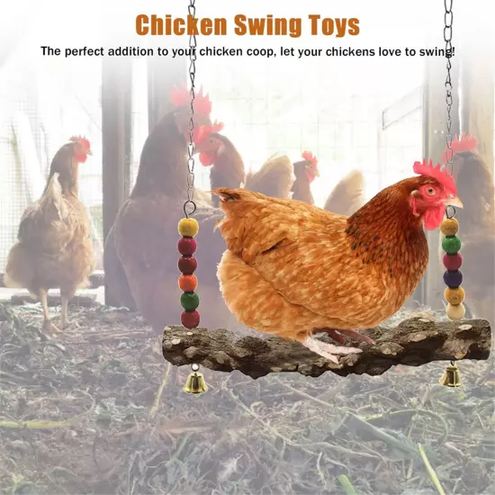 4 Pack Chicken Bird Swing,Natural Wooden Swing Toys,Wood Stand for Chick,4280