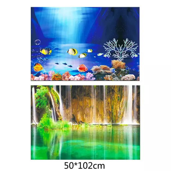 2 in 1 Double-sided Printing 3D Poster Decor Aquarium Fish Tank Background Decor