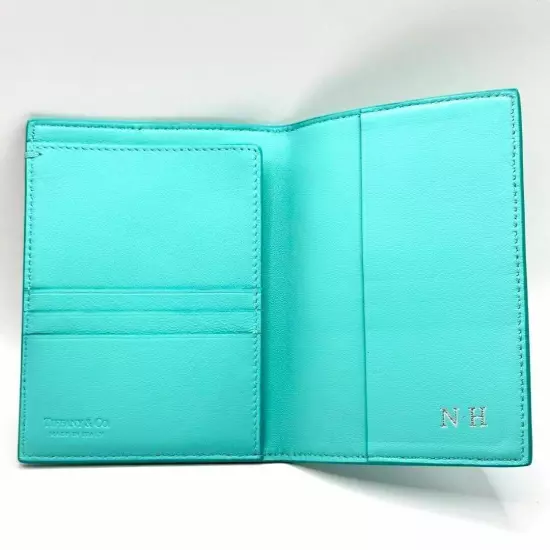 Tiffany & Co Italy White + Blue Leather Passport Cover Used