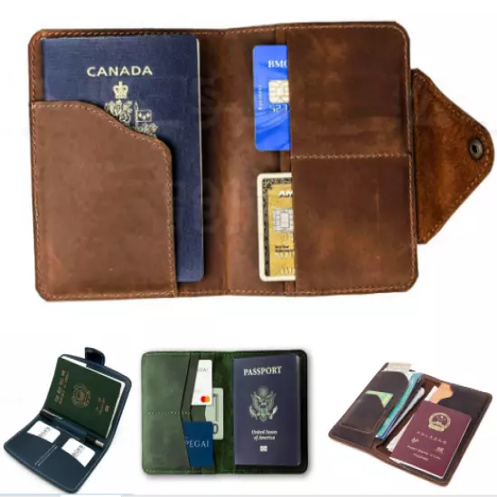 personalize passport bag ID card wallet purse Ticket pocket Bifold Leather MY1