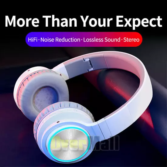 BT Wireless 3.5mm Gaming Headset LED Headphones Stereo Surround For PC Xbox ONE